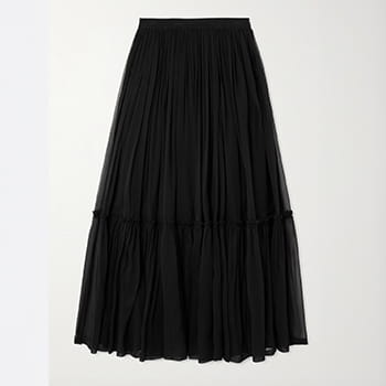 Saint Laurent Tiered Gathered Silk-Chiffon Maxi Skirt