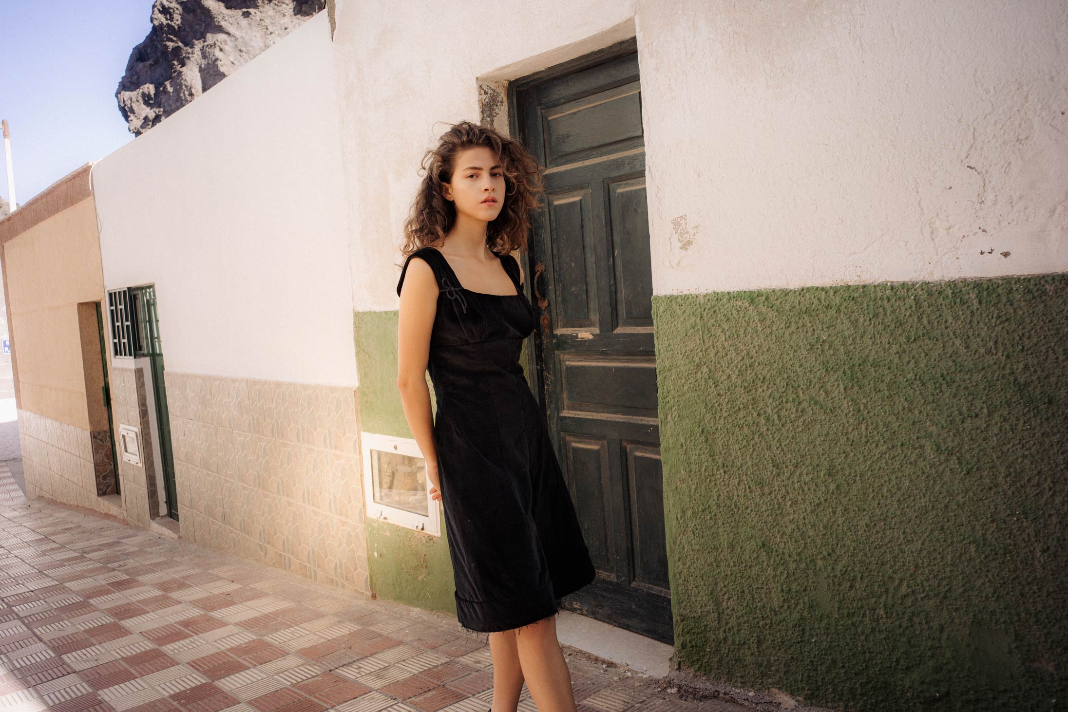 A model poses wearing Maison Margiela in Tenerife