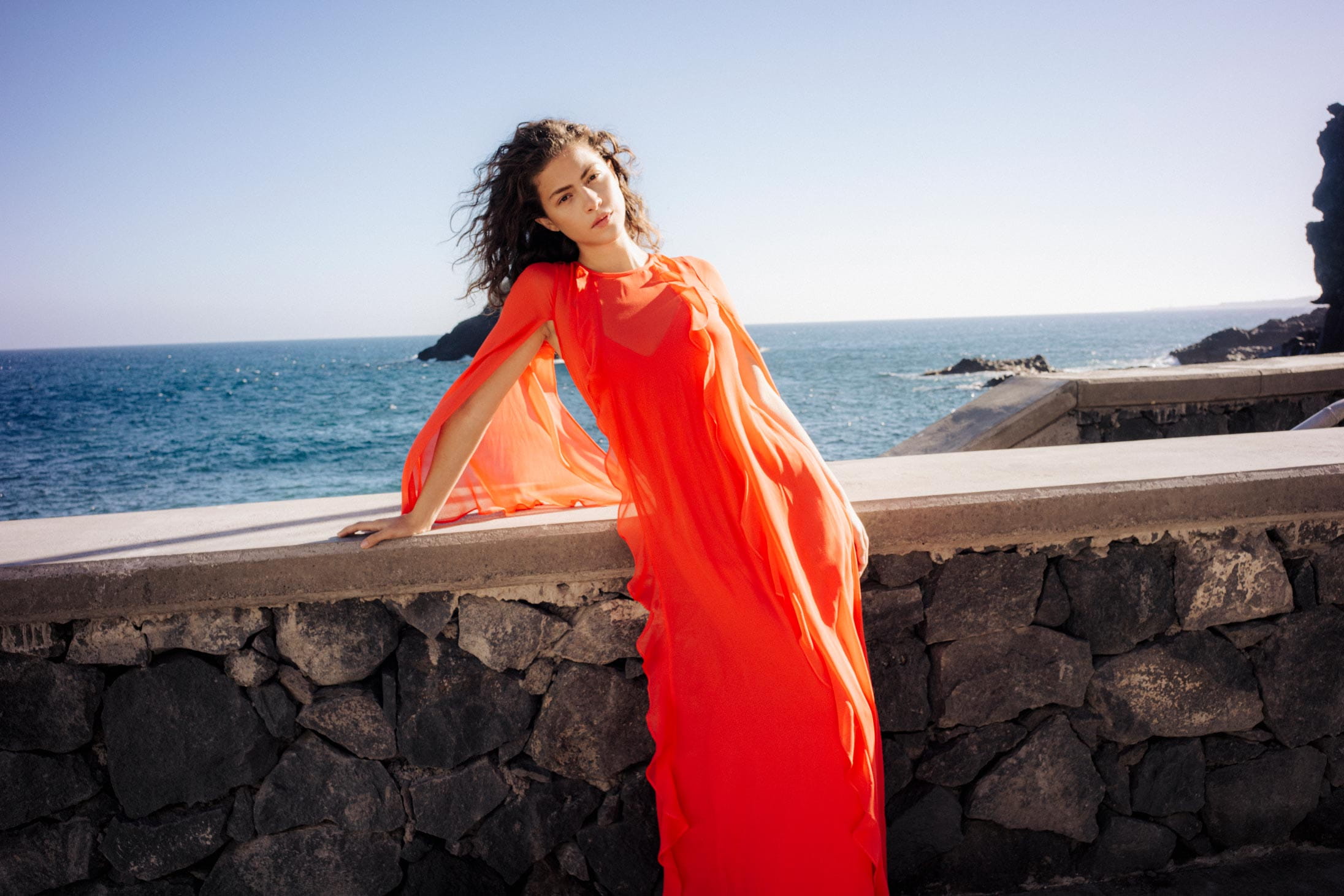 A model poses wearing Max Mara in Tenerife