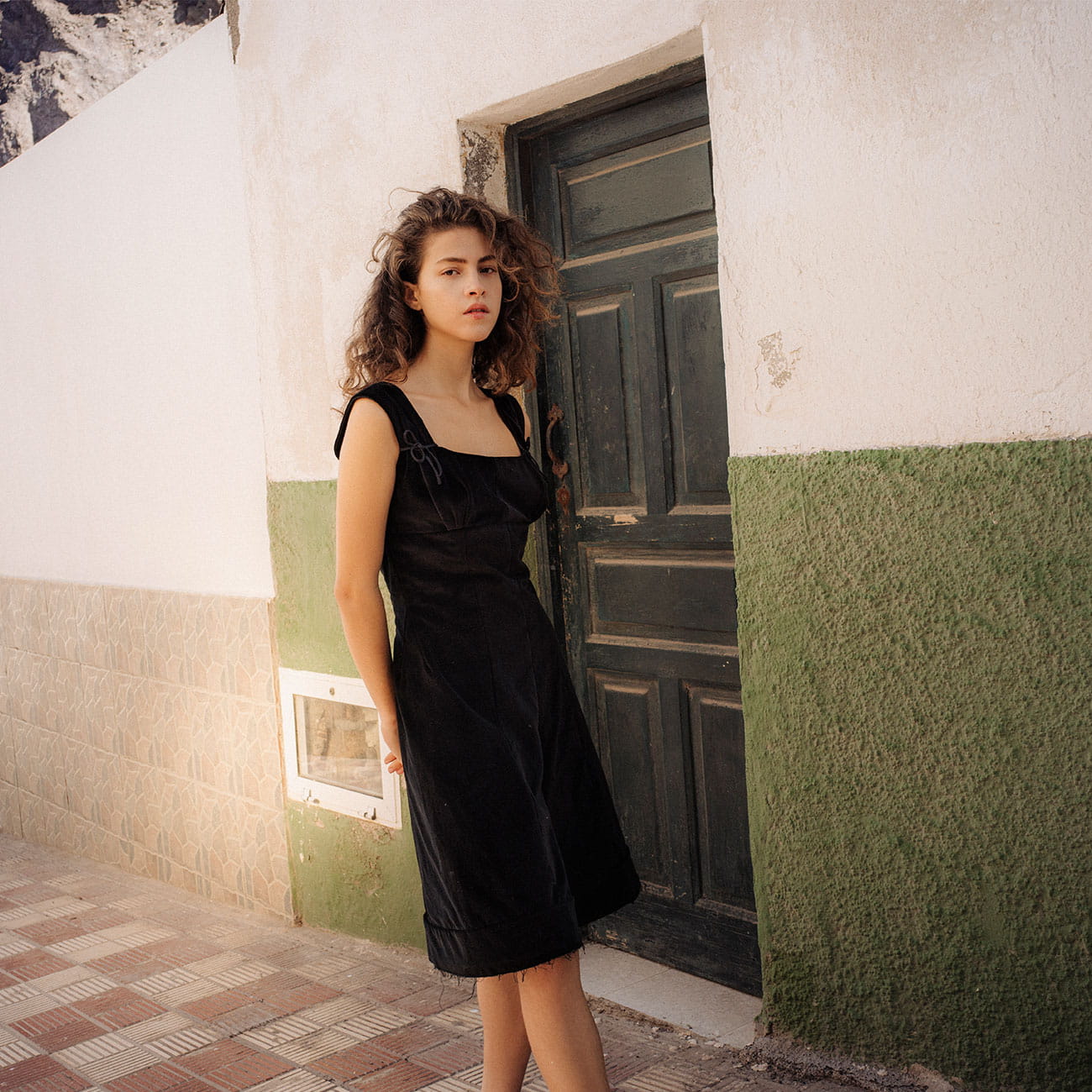 A model poses wearing Maison Margiela in Tenerife