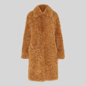Whistles Teddy Sheepskin Coat In Mustard