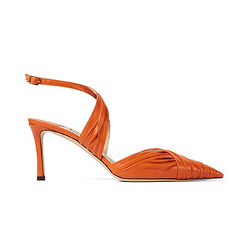 Jimmy Choo Basil 75 Amber Orange Pleated Pumps 