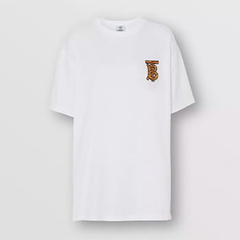 Burberry Tiger TB Monogram Motif Cotton Oversized T-shirt