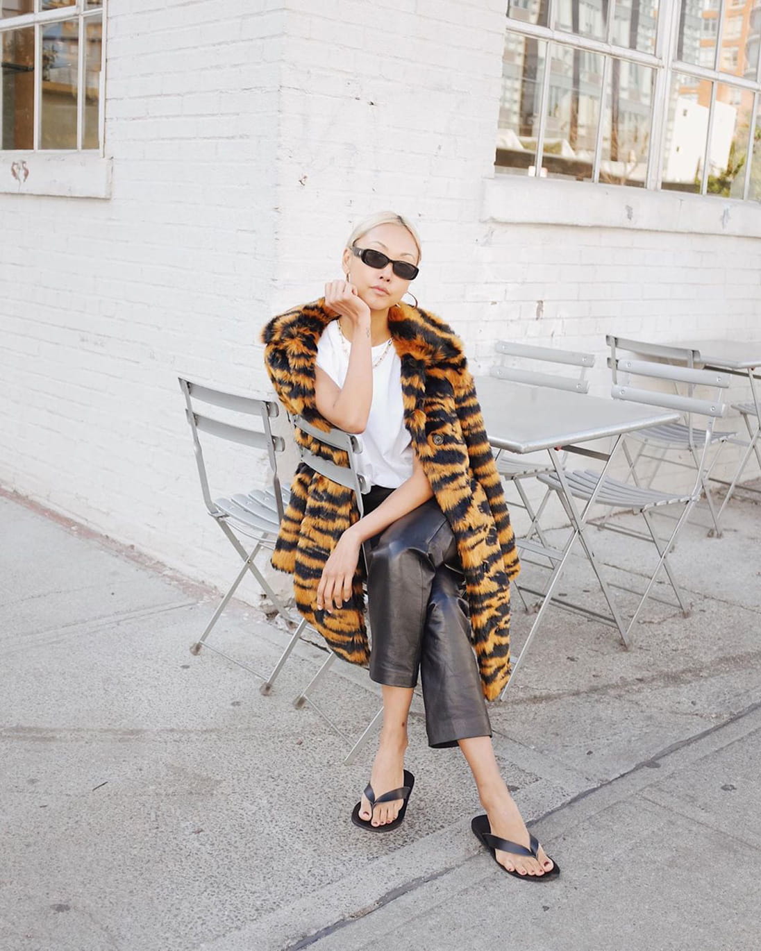 Vanessa Hong wears tiger print