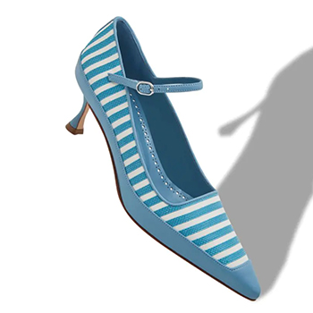 Manolo Blahnik Mitwasi Blue Cotton Pointed Toe Pumps 