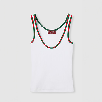 Gucci Cotton Rib Tank Top with Web