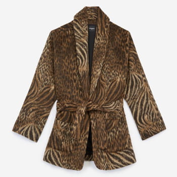 The Kooples Short Belted Leopard Coat