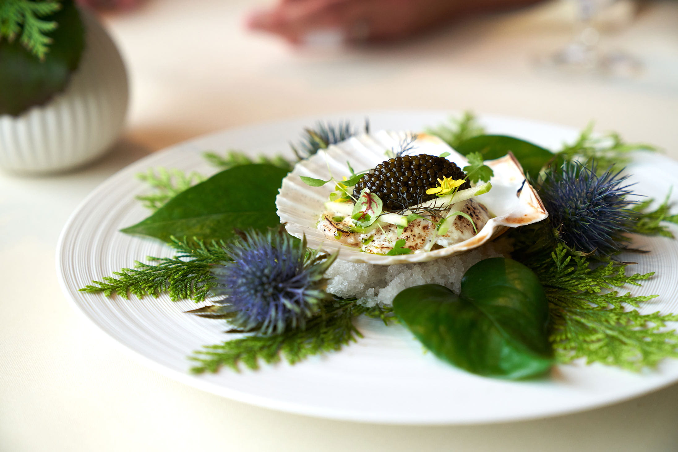Japanese Scallop with Tartare, Buttermilk and Caviar at Restaurant Petrus Hong Kong
