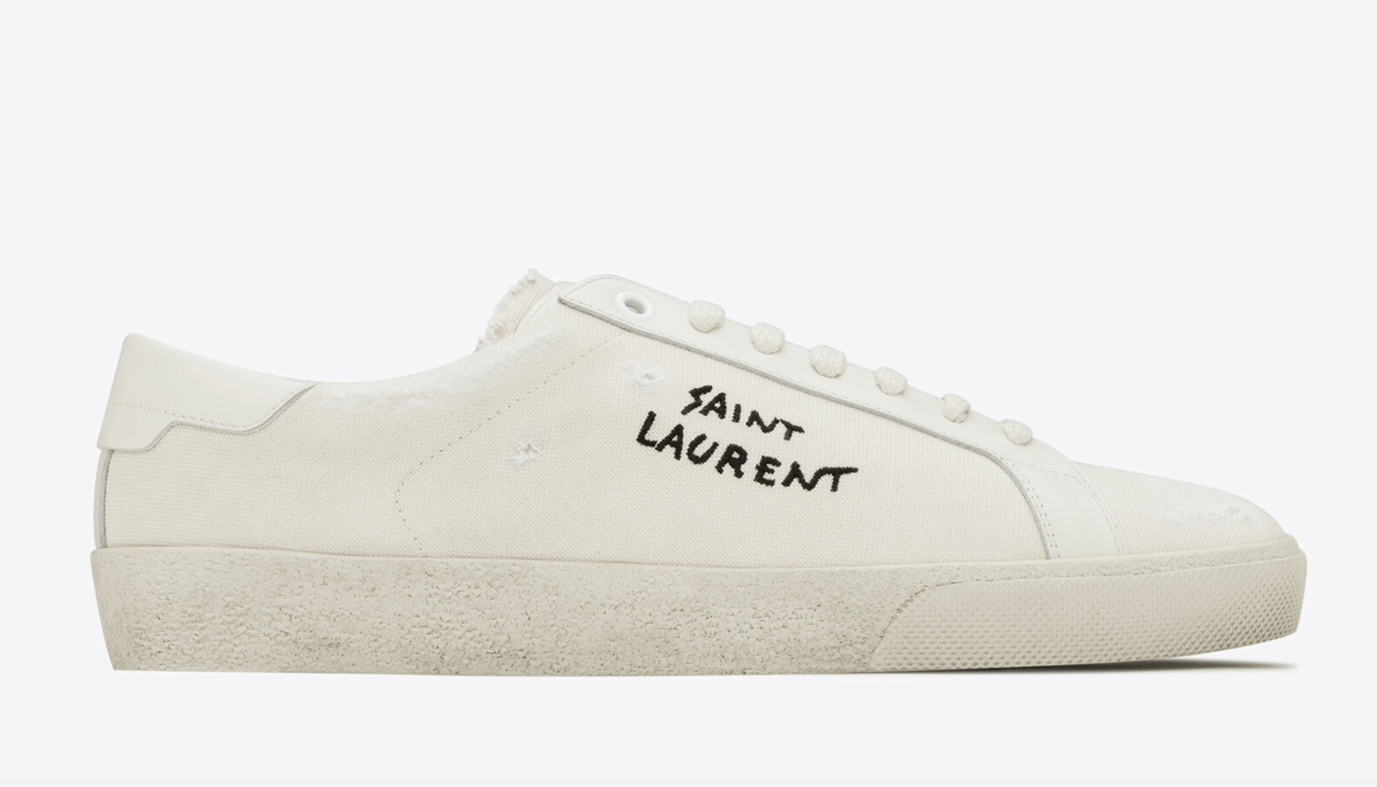 Saint Laurent Court Classic SL/06 Embroidered Sneakers in Canvas and Leather