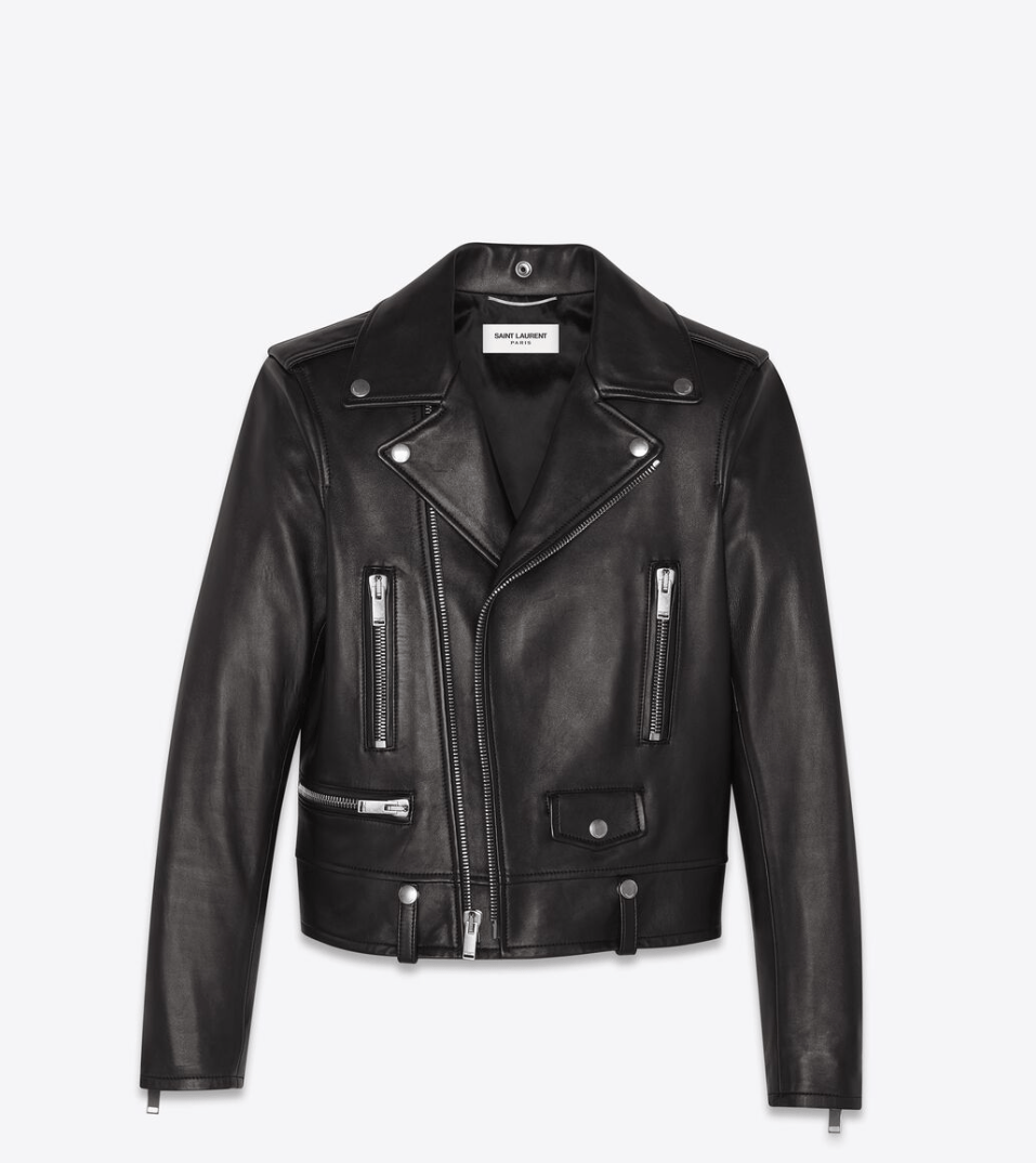 Saint Laurent Motorcycle Jacket in Plunged Lambskin