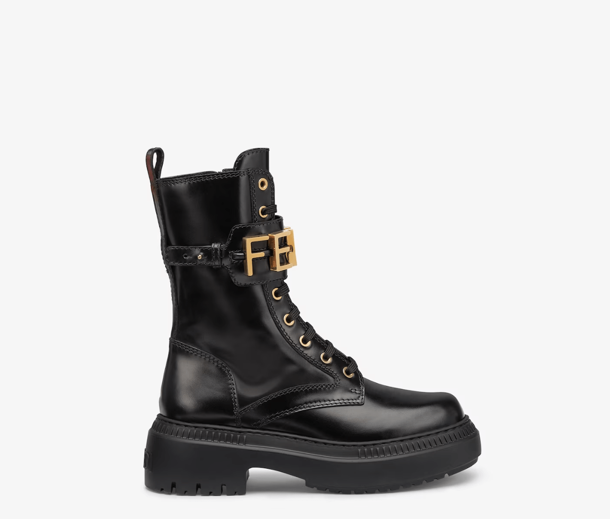 Fendi Women’s Fendigraphy Black Leather Biker Boots