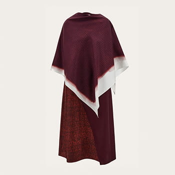 Ferragamo Shirt Dress with Shawl Detail in Oxblood