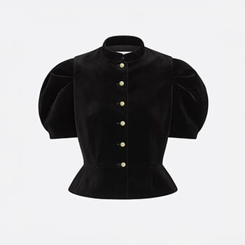 DIOR Fitted Short-Sleeved Jacket in Black Cotton Velvet