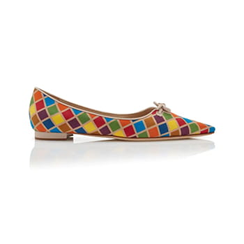 Manolo Blahnik ESMAA Multicoloured Silk Ballerina Flats