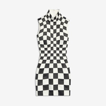 Balenciaga 3D Check Dress In Black And White available at Joyce