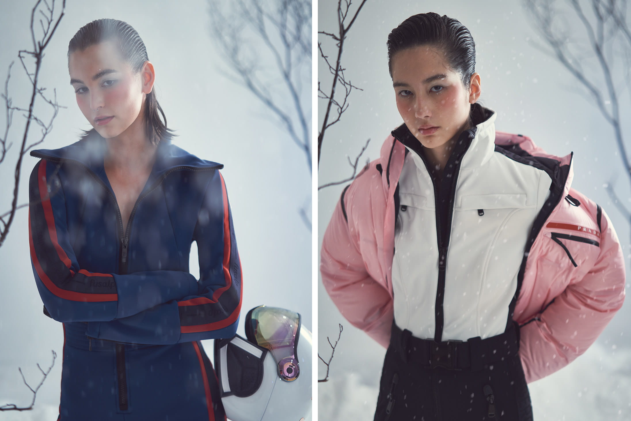 Models pose in Fusalp, KASK, Prada, Goldbergh and Miu Miu available at Pacific Place