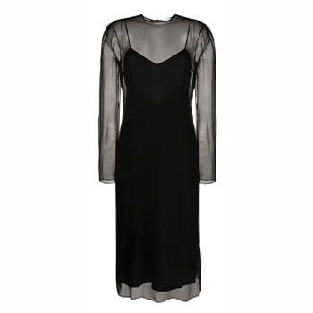 Ferragamo Layered Semi-Sheer Silk Midi Dress