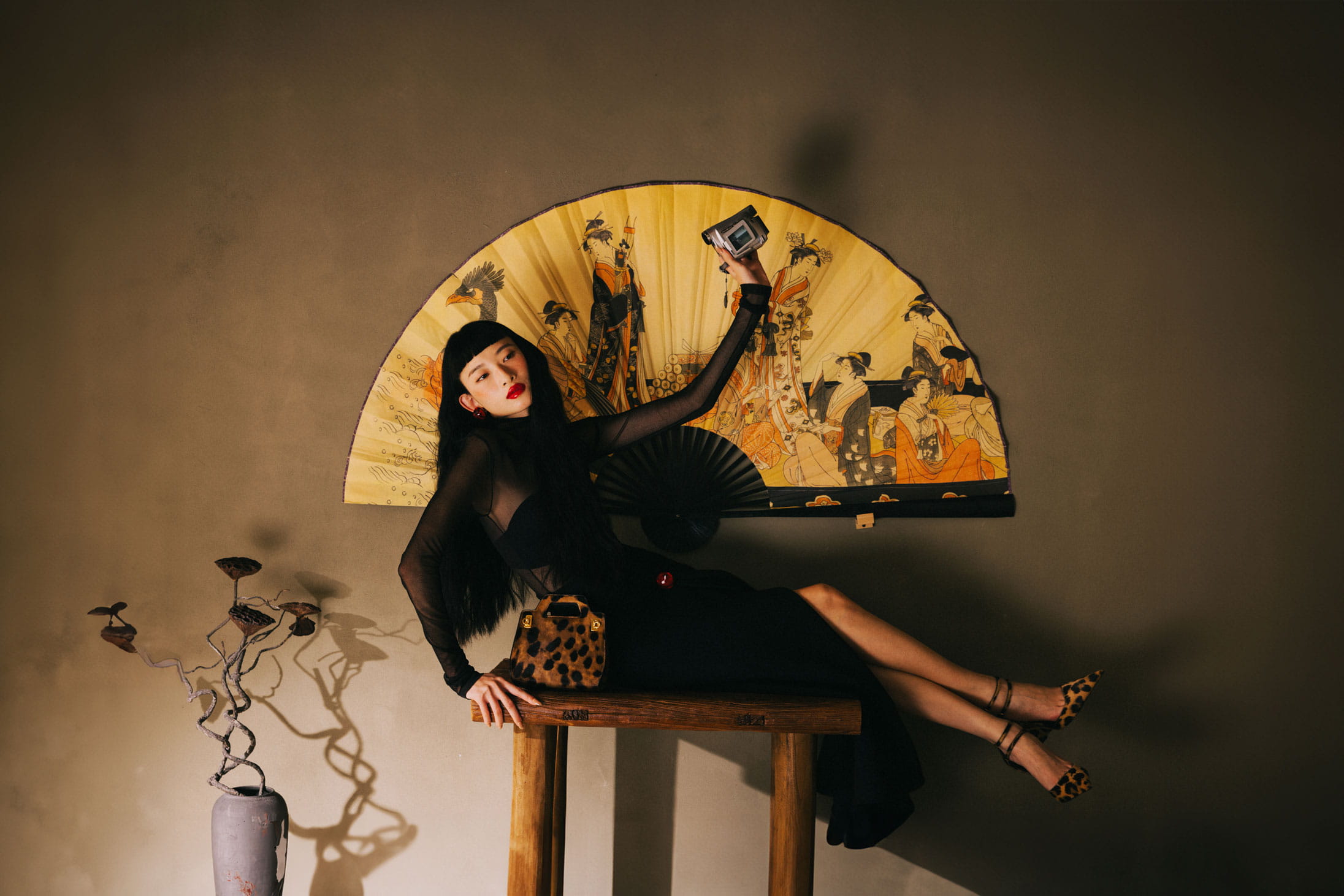 A model poses in Ferragamo