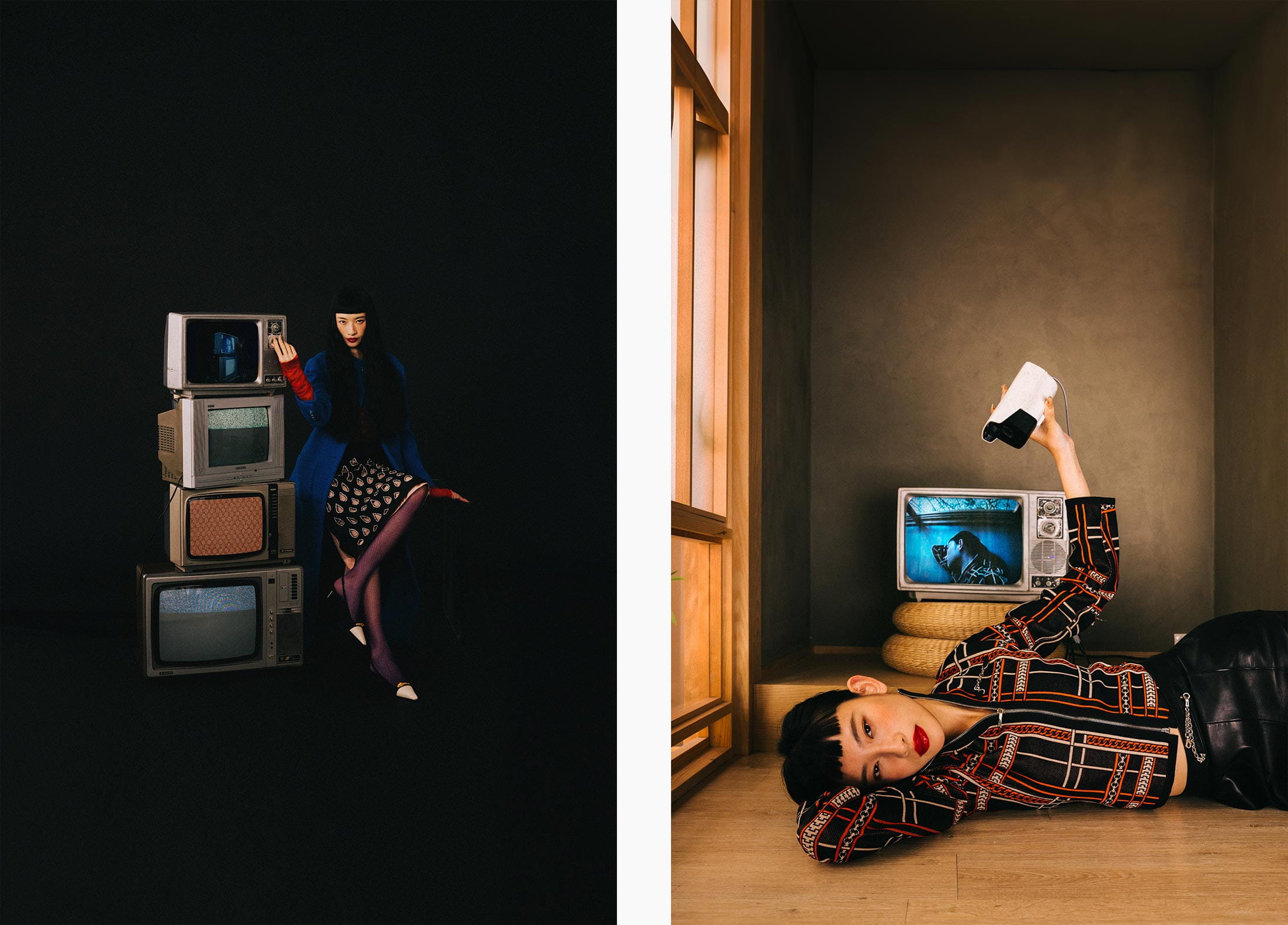 A model poses in Gucci and Hermès 