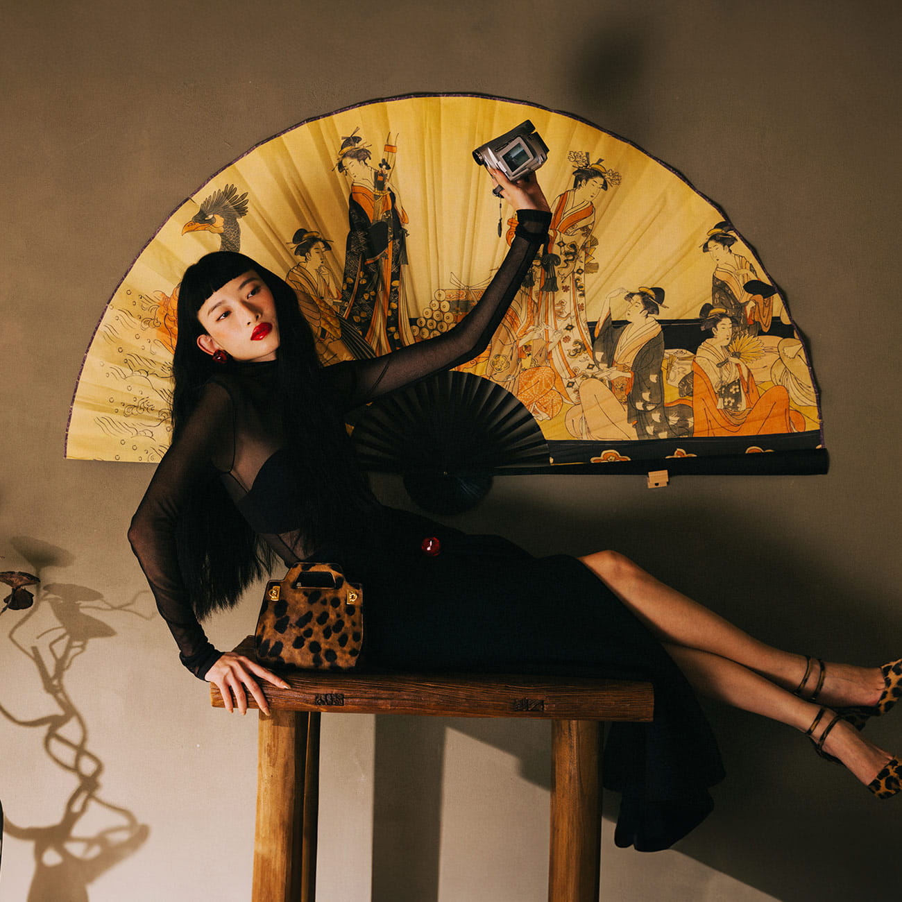 A model poses in Ferragamo